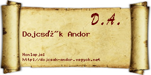 Dojcsák Andor névjegykártya