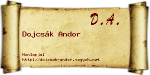 Dojcsák Andor névjegykártya